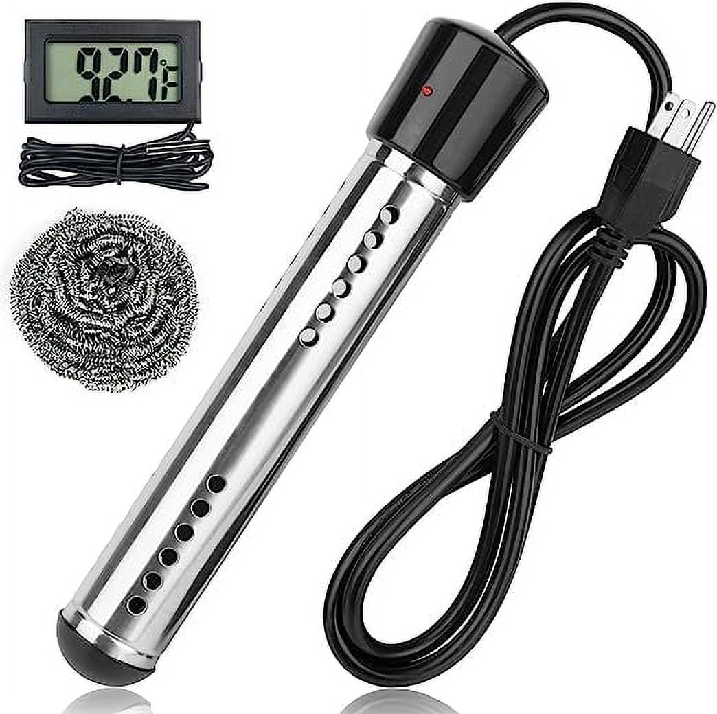 Electric Immersion Water Heater Boiler 1500W Swimming Pool Heater Fast Heating for Wimming Pool Tub Bathtub-black