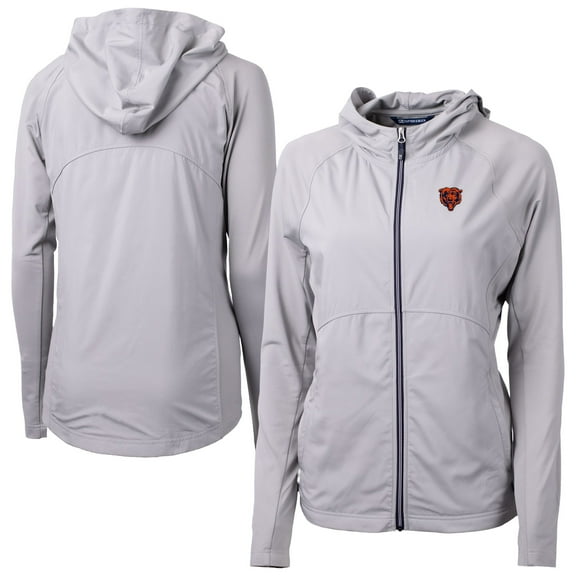 Women's Cutter & Buck Gray Chicago Bears Adapt Eco Knit Hybrid Recycled Full-Zip Jacket