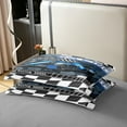 thumbnail image 4 of 3 Pieces Sports Race Car Cotton Duvet Cover Sets,Blue Race Car Racing Flag Comforter Cover Adults Bedroom Decor,Retro Camouflage Print Bedding Set,Extreme Sports Competitive Quilt Cover,Full, 4 of 6