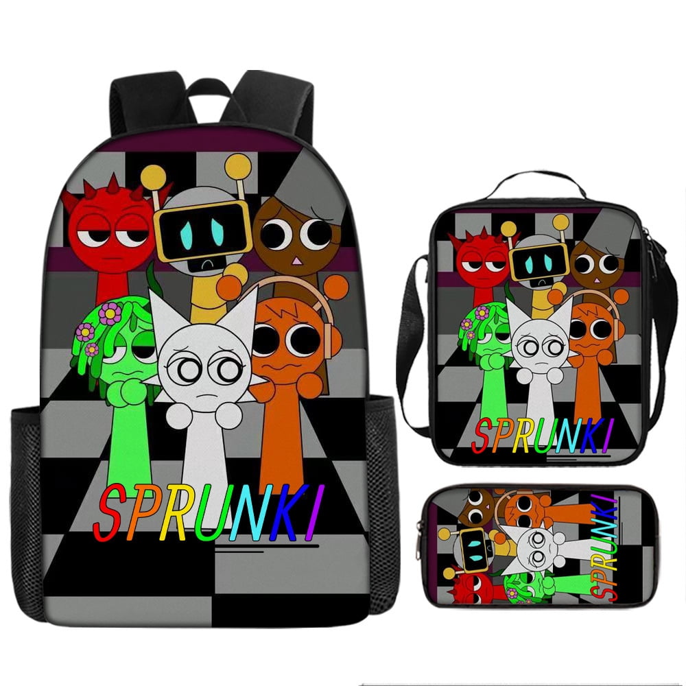 WovenWink Sprunky Backpacks, Sprunki Back Packs Pencil Bags Crossbody Bags Games Mochila Travel Back Packs, Best Gifts for Game Fans Birthday Graduation Theme Party