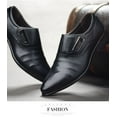 thumbnail image 3 of Barber Leather Shoes Black Men's Casual Shoes Padded Men's Leather Shoes Trendy British Pointed Toe, 3 of 4