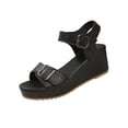 thumbnail image 6 of Xucatan Women's Platform Wedge Sandals, Round Toe Open Toe Slides with Adjustable Buckle Strap, Padded Footbed Chunky Sole Shoes, Versatile Spring Summer Beach Footwear Gift, 6 of 9