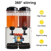 Yiwa Commercial Beverage Dispenser, 36L 250W 2 Tanks 9.5 Gallon Stainless Steel Ice Tea Drink Dispenser with Thermostat Controller