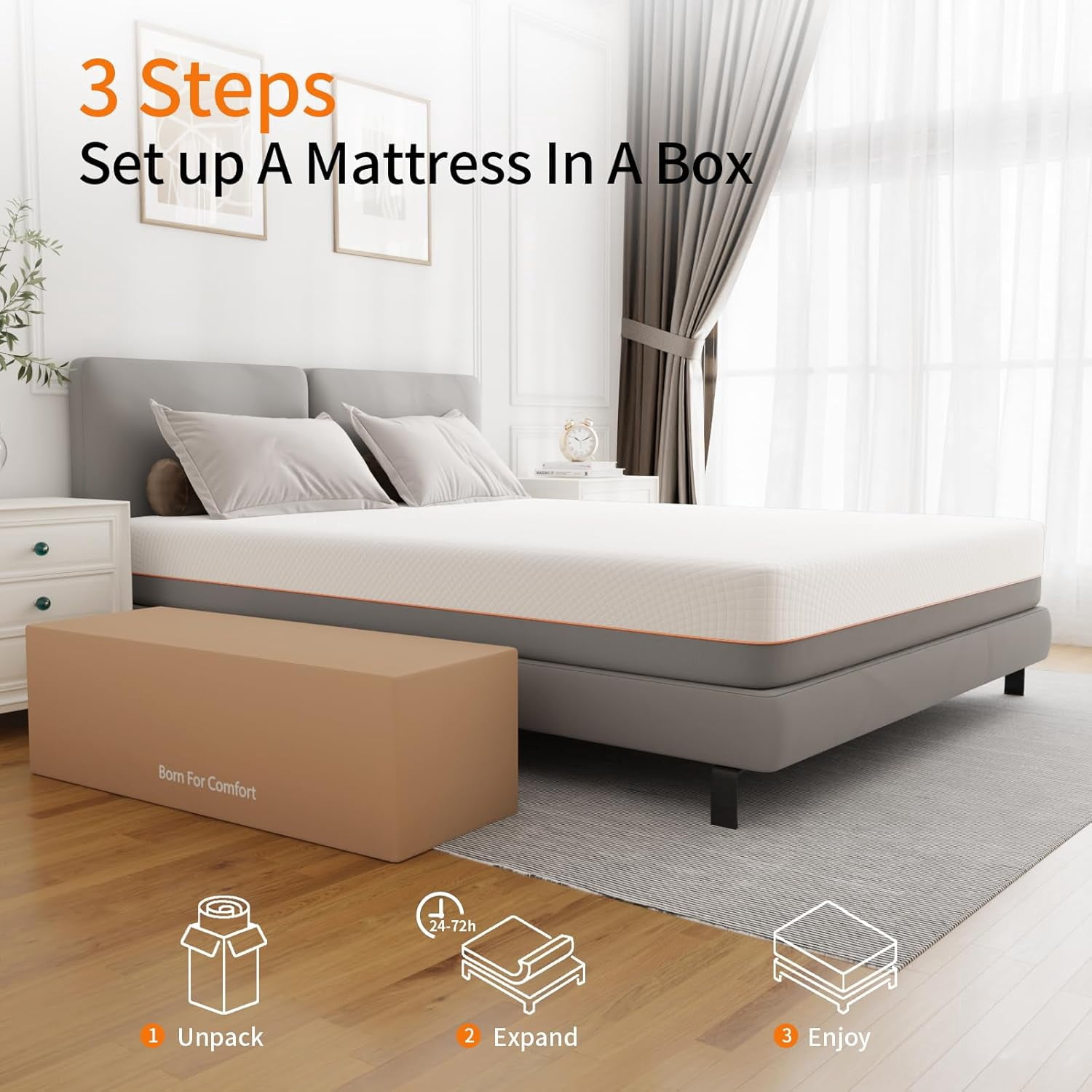 Doubleslee Queen Size 10" Gel Memory Foam Mattress, Innerspring Hybrid Mattress in a Box - Double-Sided Use