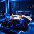 thumbnail image 4 of meiyoeat Neon Blue Flame Game Controller Duvet Cover Set for Kids Boys, Blue Geometric Gaming Bedding Full, Gamepad Reversible 3-Piece, 1 Duvet Cover and 2 Pillowcases, 4 of 7