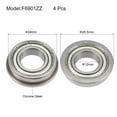 thumbnail image 2 of Uxcell F6001ZZ Flange Ball Bearing, 12x28x8mm Shielded Chrome Bearings 4pcs F6901ZZ, 2 of 3