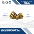 thumbnail image 3 of 2 Pcs XFITTING Push Fit 3/4 Inch x 1 Inch Push Fit 45 Degree Elbow, 30-6-4=2XX, 3 of 3
