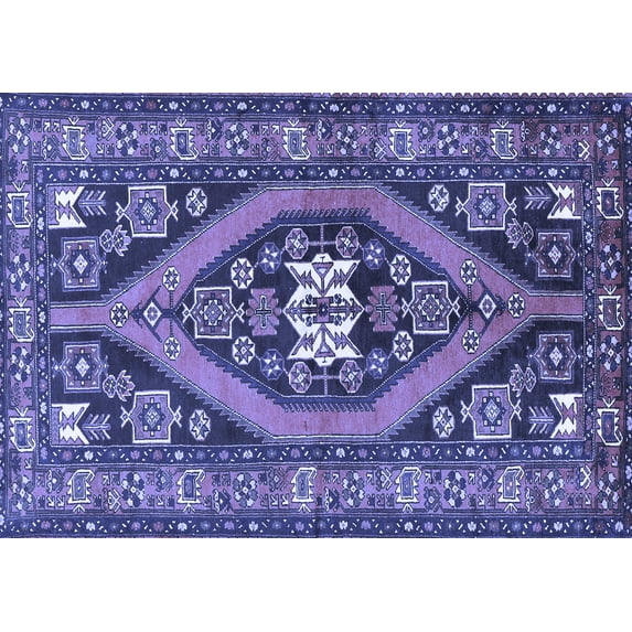Ahgly Company Machine Washable Indoor Rectangle Persian Blue Traditional Area Rugs, 4' x 6'