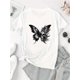 thumbnail image 2 of Camiseta informal con estampado de calavera y mariposa para mujer: moderna camiseta de manga corta, de algodón suave, cómoda camiseta de verano para uso informal y vacaciones | Estilo casual moderno |, 2 of 5