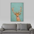 thumbnail image 3 of PixonSign Framed Wall Art Pastel Watercolor Brown Forest Deer Nature Animals Portrait Artwork Cartoon Oil Paintings Modern Canvas Prints Colorful Fine Art for Rooms - 24"x36" White, 3 of 5