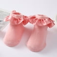 thumbnail image 2 of Infant Baby Girl Knit Socks Cotton Breathable Satin Ruffle Princess Socks Children Ankle Short Socks Indoor Floor Socks GRAY S, 2 of 5
