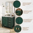 thumbnail image 4 of CASAINC 36 in. W x 22 in. D x 35.4 in. H Bath Vanity in Green with White Top and Basin, 4 of 12