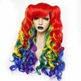 thumbnail image 3 of Peluca para cosplay, coletas dobles, pelo sintético largo y rizado, anime, 3 of 4