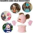 thumbnail image 5 of Viworld 3Pcs/Set Baby Kids Beanie Hat Scarf Gloves Set Winter Warm Double Pom Pom Knit Hat Scarf Gloves for Girls Boys 1-5 Years, 5 of 8