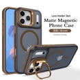 thumbnail image 2 of Magnetic Case for iPhone 17 Pro Max with Camera Cover Kickstand, Matte Shock-Absorbent PC+TPU Protective Anti-Scratch Anti-Fingerprint Lightweight Phone Cover, Compatible with MagSafe, Brown, 2 of 5