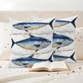 thumbnail image 3 of Coastal Fish Outdoor Waterproof Pillow Covers, Oil Painting Vintage Nautical Beach Decorative Square Throw Pillowcase Sofa Cushion Sham for Patio/Couch/Chair, 18"x18" 2 Pack, 3 of 8