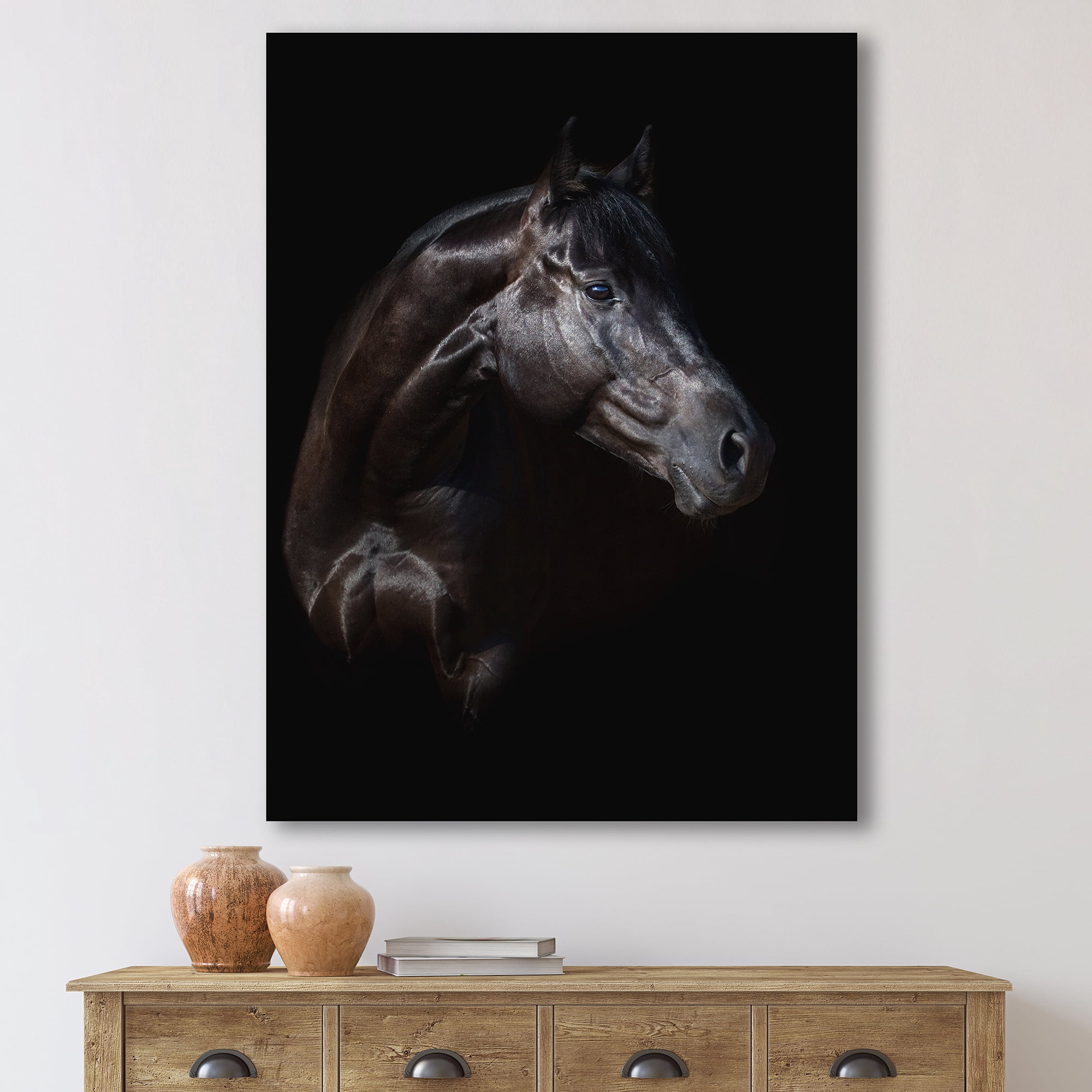 Designart ' Silhouette Of Horse and Woman ' Farmhouse Canvas Wall Art Print