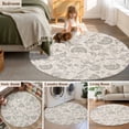 thumbnail image 6 of Farmhouse Light Grey Floral Washable Round Area Rug 7 ft, Linen Boho Paisley Flower Rustic , Soft Non Slip Rugs Stain Repellent Indoor Felt Carpet for Living Dining Room Bedroom Home Office, 6 of 9