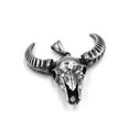 thumbnail image 2 of Bull Skull Necklace Silver Stainless Steel Buffalo Head Pendant, 2 of 6