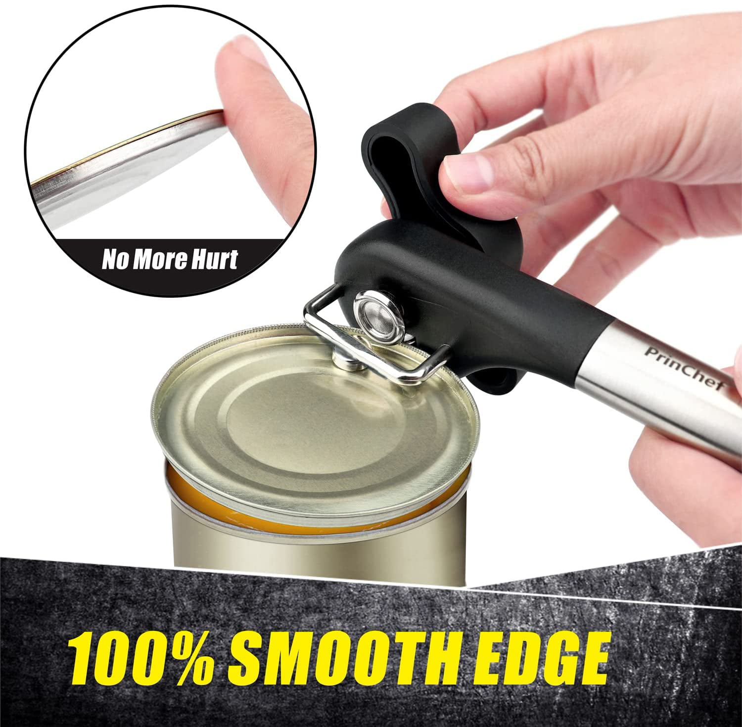 1xManual Tin Can Opener Safe Cut Lid Smooth Edge Side Steel_ B8O2 