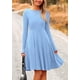 thumbnail image 3 of Vestido PRETTYGARDEN Azul Celeste de Manga Larga en Punto Acanalado Talla L, 3 of 8