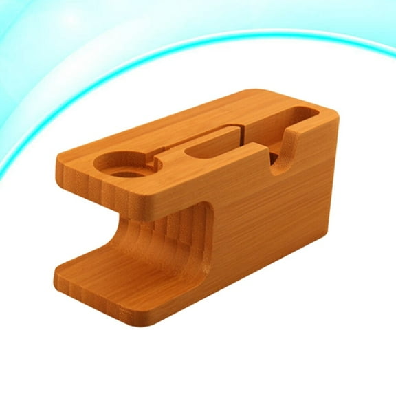 HEALEEP 1Pcs Bamboo Charging Station Desktop Phone Stand for Devices 2.2 x 2.4 x 5.3in