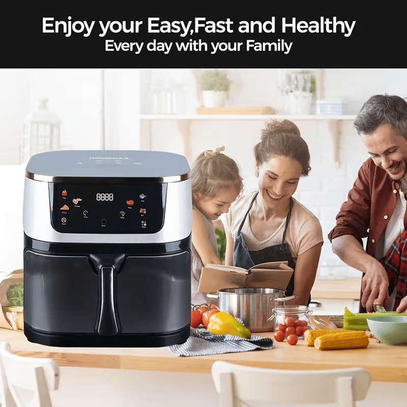 HOMEDAS® Air Fryer Oven, 6-in-1 8.45Qt Multifunction Air Fryer with Digital LED Touch Screen, 6 Preset Cookings, 95% Less Oil, Nonstick Dishwasher-Safe Basket