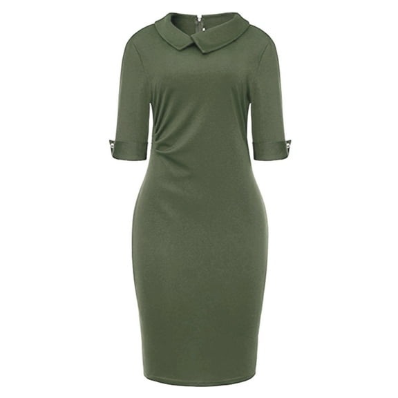 gcong Dresses for Women Retro Bodycon Knee-Length Formal Office Dresses Work Pencil Dress Wedding Guest Dresses for Women Green
