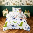 thumbnail image 2 of meiyoeat Woodland Dinosaur Twin Comforter Sets for Boys Bedding, Pine Jungle Wildlife Bedding Set, White Green Navy, Polkadot Reversible, 2pcs, 1 Comforter and 1 Pillowcase, 2 of 6
