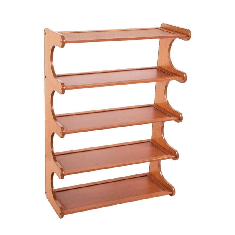 Howcool 5-Tier Bamboo Shoe Rack, Tall Shoes Organizer, Freestanding Storage Shelf