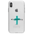 thumbnail image 1 of DistinctInk Clear Shockproof Hybrid Case for iPhone X / XS (5.8" Screen) - TPU Bumper Acrylic Back Tempered Glass Screen Protector - #truestory - Cross - Christian - Teal, 1 of 5