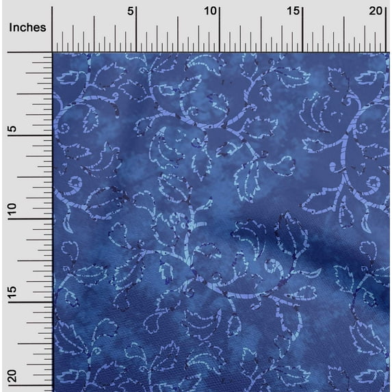 oneOone Cotton Jersey Medium Blue Fabric Batik Craft Projects Decor Fabric Printed By The Yard 58 Inch Wide