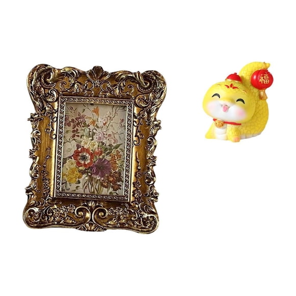 Marco de fotos,Marco de fotos retro Marco de fotos de mesa vintage,Marco de fotos adornado para colgar en la pared,decoración del hogar,Estatua de serpiente de dibujos animados,Estatua de