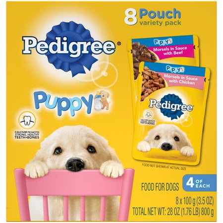 (2 Pack) PEDIGREE CHOICE CUTS Puppy Morsels in Sauce Wet Dog Food Variety Pack With Chicken and With Beef, (8) 3.5 oz. (The Best Dog Food For Puppies)