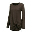 thumbnail image 5 of Womens Tshirts Long Sleeve Womens Tunic Tops Fall Loose Cotton Blend Wearing Daily Work Blouses Dressy Casual Coffee 2XL, 5 of 9