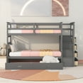 thumbnail image 2 of Bellemave Bunk Bed with Trundle and Stairs, Solid Wood Twin Over Twin Bunk Bed with 4 Storage Drawers for Teens Adults (Grey), 2 of 8