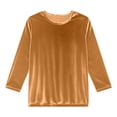 thumbnail image 5 of Women's 3/4 Sleeve Velvet Shirt - Round Neck Elegant Holiday Blouse, 5 of 7