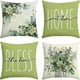 thumbnail image 1 of 4pcs Linen Throw Pillowcases, Eucalyptus Leaf Green Throw Pillow Covers, For Living Room Bedroom Sofa Home Decor, No Pillow Insert, 18*18in, 1 of 5