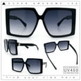 thumbnail image 2 of Womens Oversized Rectangular Butterfly Luxury Chic Plastic Sunglasses Black - Smoke, 2 of 8