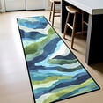thumbnail image 4 of Teal Green Blue Watercolor Wave Hallway Runner Rug, 60x18 Inches Modern Abstract Long Floor Mat, Non-Slip Washable Coastal Art Rug for Entryway Kitchen, 4 of 9