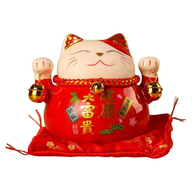 GROWTH TANK Chinese Cat Money Bank Decorative Statues Home Decor Collection with