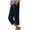 Navy, variant on Capri Pants for Women Elastic High Waist Casual Trousers with Pockets Cotton Linen Straight Leg Pants Travel Vacation Outfits