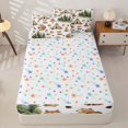 thumbnail image 4 of Castle Fairy Camping Animal Pattern Zipper Twin Comforter Sets with Fitted Sheet and 2 Pillowcases,Forest Print Zipper Bedding Set for Bedroom,Green Beige,4-Piece,Reversible, 4 of 6