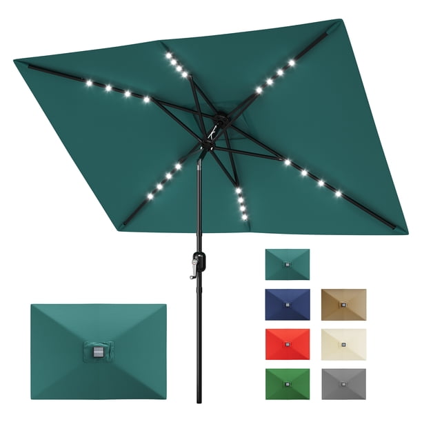 Garvee sombrilla rectangular para patio de 10 x 6.5 pies, con manivela y botón de inclinación, 6 varillas resistentes, ideal para mesa de jardín, terraza y césped