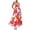 Red, variant on PuLe Summer Women's Summer Fashion Classic Printed Strap V-neck Large Set Skirt