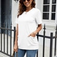 thumbnail image 3 of Pompotops Mode Femmes Été Décontracté Ample Manches Courtes Pull T-Shirt Blouse Unie, 3 of 8