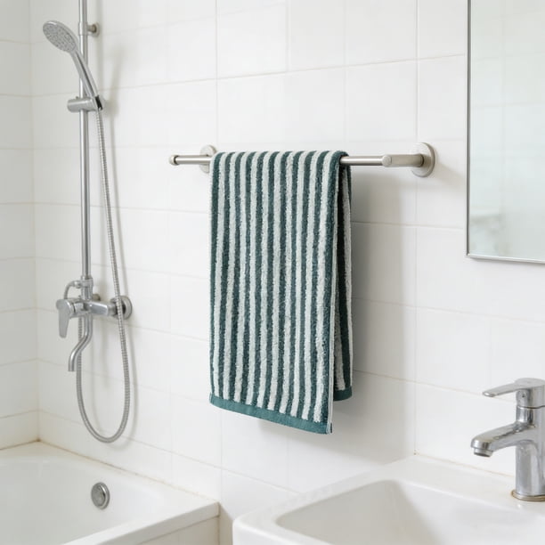 Toalla Facial a Rayas Oscuras - Toallita Suave y Absorbente Sin Pelusa para Secar La Cara y Las Manos - Paño de Fibra Acolchado para Ducha y Baño - Toalla Compacta para Uso Diario (1 Unidad)