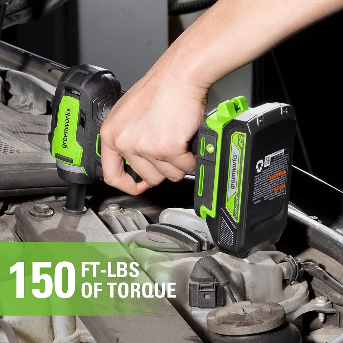 Greenworks 24V 3/8" Brushless Cordless Impact Wrench, 150-ft lbs. 2,400 RPM, Tool Only