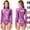Pink, variant on Womens Shiny Metallic Faux Leather Long Sleeve Bodysuit Mock Neck Slim Fitted Leotard for Rave Clubwear Halloween Costume Outfits, Purple, M