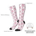 thumbnail image 4 of Naloa Flamingo On Checkered Thigh High Socks Extra Long Stretchy Sock Women Over Knee High Opaque Stocking Daily Wear, 4 of 6